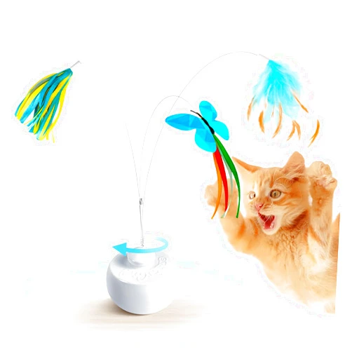 Migipaws Cat Toys Interactive Butterfly Feather Mice Spin with Smart Rolling Ball for Indoor Kittens Self Play Automatic Sensing Kitty Teaser Wand 3 Refills
