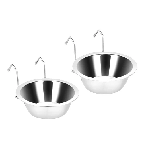 Fri4Free 2PCS Kennel Water Bowl Hanging,Stainless Steel Puppy Bowls for Small Dog Cage,Dog Kennel, Dog Crate, Catio Accessories,Dog Crate Water Bowl Dog Dish Feeder Food Holder No Spill(8oz/1cup)