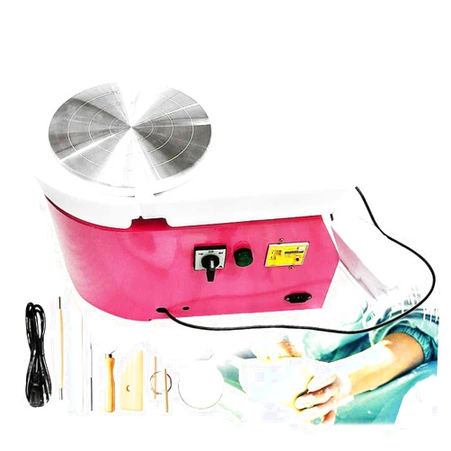 ZXMT Pottery Wheel Electric Table Top Pottery Wheel for Adult Pottery Ceramics Clay Tool Potter Wheel with Foot Pedal,Removable Detachable ABS Basin for Kids,DIY Pottery Lover (Orange)(Pink)
