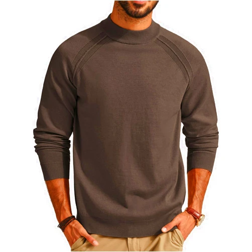 PJ PAUL JONES Men Mockneck Sweaters Knit Jumper Sweater Turtleneck with Raglan Sleeve