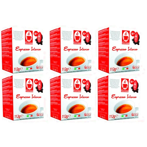 Caffè Tiziano Bonini Bonini Intenso Coffee Pods Compatible with Lavazza A Modo Mio Coffee Machines. Pack of 6 (Total 96 Pods)