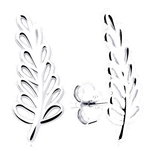 Wilhelmina Collective Leaf Plant Fashion Stud Earrings – Sterling Silver Nature Charm Jewelry