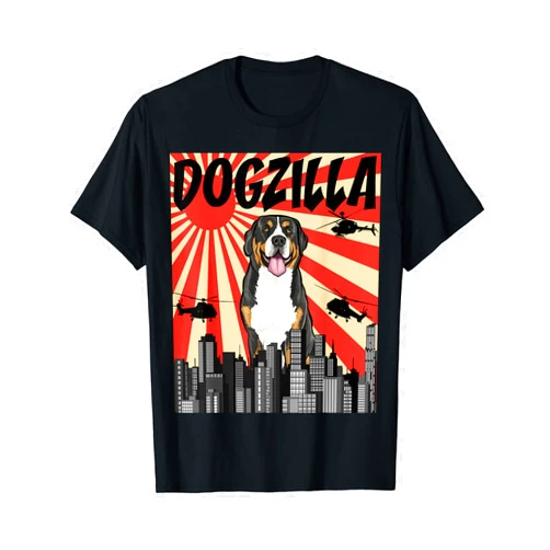 Greater Swiss Mountain Dogs Owner Gift Funny Retro Japanese Dogzilla Greater Swiss Mountain Dog T-Shirt