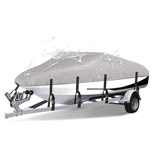 Ponuyt Boat Cover for Tracker Pro Guide V-165 WT 2010–2025, Water Resistant Marine Grade Heavy Duty Trailerable Canvas, All-Weather Protection Speedboat/Fishing Outdoor Storage Cover,B Grey