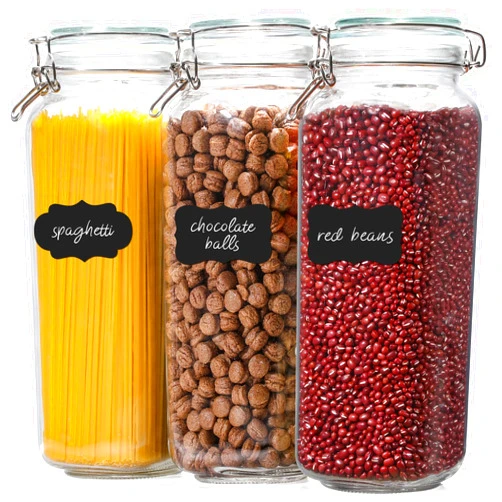 VITEVER [ Taller ] 92oz Glass Jars with Airtight Lid, Large Glass Food Storage Jars, 3 Pack Wide Mouth Airtight Glass Jars for Kitchen Pantry Spaghetti, Square Mason Jars with Labels