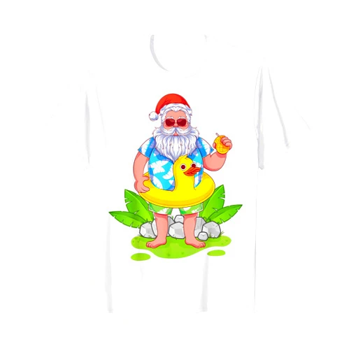 Tropical Summer Hawaiian Christmas In July Tropical Summer Funny Hawaiian Santa Claus Christmas In July T-Shirt