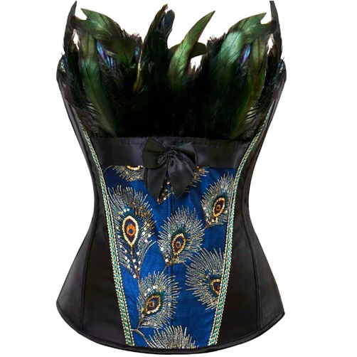 Jutrisujo Women Underbust Basques and Corsets Boned Brocade Waist Cincher Vest Plus Size Top