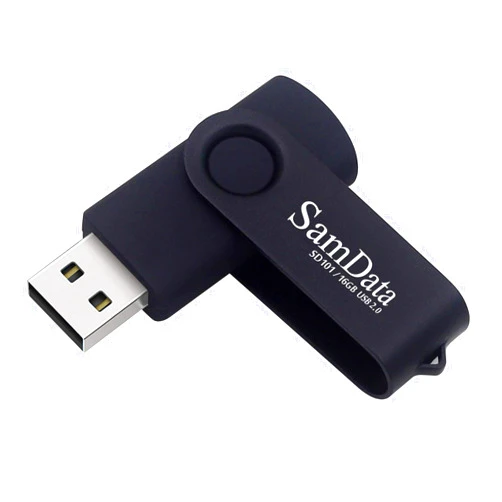 SamData 16GB USB 2.0 Thumb Drive - Swivel Memory Stick with LED Indicator (Black, 16GB-1Pack)