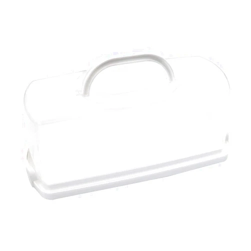 Cheeren Plastic Rectangular Bread Box with Portable Handle, Loaf Cake Storage Container Box for Storing Banana Bread,Pumpkin Bread (Rectangular-White)