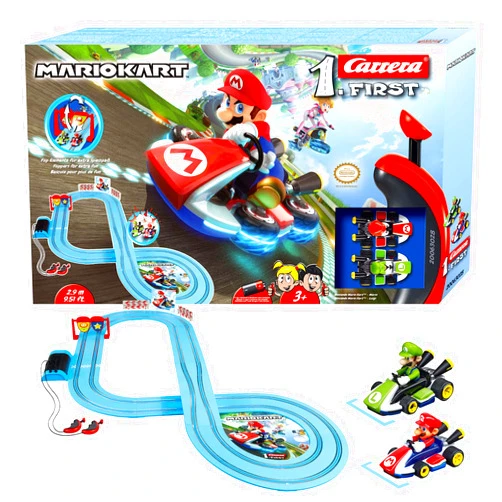 Carrera First 20063028 Mario Kart - First Slot Racing Track, for Children from 3 Years and Adults, 2.9 Metres, with Mario Kart - Mario & Mario Kart - Luigi - Multicolor