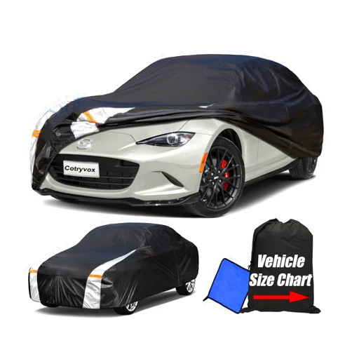 Cotryvox 10-Layer Waterproof Coupe Car Cover. See Vehicle Size-Chart for Accurate Fit. Full Outdoor Small Car Covers. Mazda Miata MX5, Honda S2000. Kia Rio, Sun Snow Rain. Size C1 (See Size Chart)