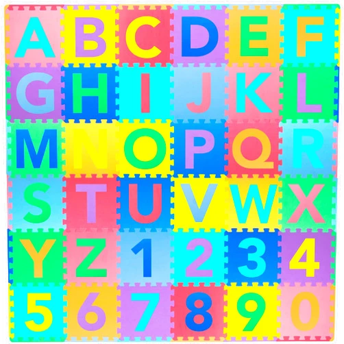 ProSource Kids Foam Puzzle Floor Play Mat with Shapes & Colors 36 Tiles, 12