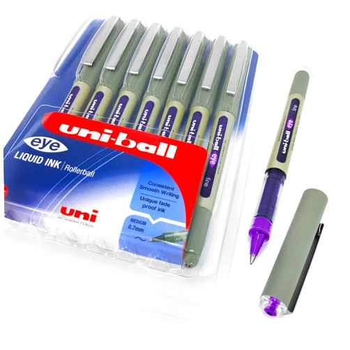 Uni-Ball-Eye Uni-Ball - UB-157 Rollerball Pens - 0.7mm Nib - Violet Purple Ink - Wallet of 8