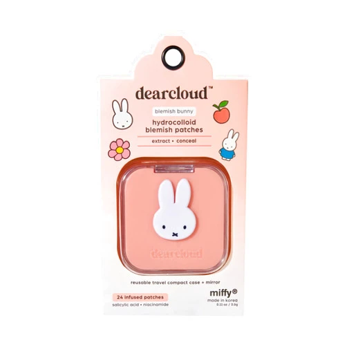 Dearcloud x Miffy Blemish Bunny Hydrocolloid Blemish Patches, Pimple Patches for Face, Acne Spot Treatment With Niacinamide & Salicylic Acid (24 Count + Compact Case)