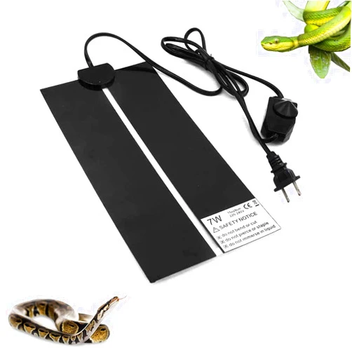 XIEHUZA Reptile Heating Mat with Temperature Adjustment, Waterproof Reptile Heat Pad Under Tank Terrarium Heater for Amphibians, Small Animals, Seeding (7W 11 x 5.9 in)