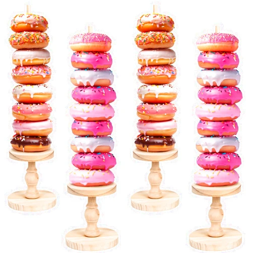 Kowenlic Wooden Donut Display Stand 4 Pack, Detachable Bagel Holder Stand, Dessert Table Tower Display Stand for Donut display Holder for Doughnut Birthday, Wedding, Baby Shower, Christmas, Party