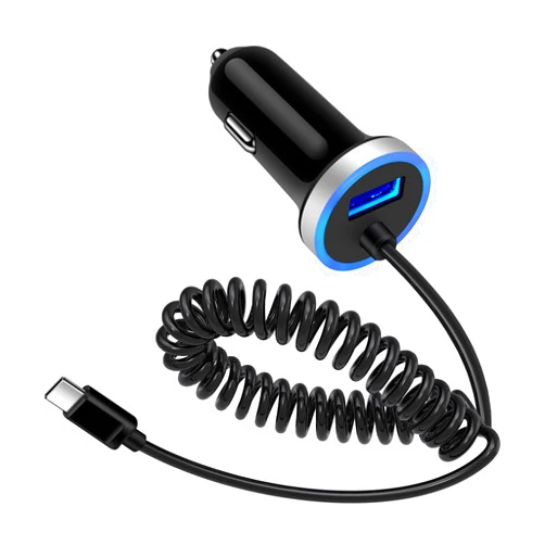 KiBlue Inibak 3.4A Fast Car Charger, Android Type C Car Charger Adapter with 3ft USB C Coiled Cable for Google Pixel 9Pro XL 9 8a 7 7pro 8pro 6a, Moto G/G Stylus 5G 2024/Razr 50 Ultra/Edge, Samsung S24 S23 Z Fold6
