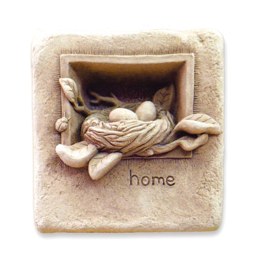 Carruth Studio, Home Mini Wall Plaque Figurine, Original Sculpture Handcrafted in Stone, Artisan Made
