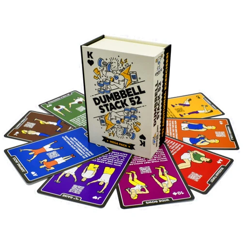 Stack 52 Dumbbell Exercise Cards. Dumbbell Workout Playing Card Game. Video Instructions Included. Perfect for Training with Adjustable Dumbbell Free Weight Sets and Home Gym Fitness.
