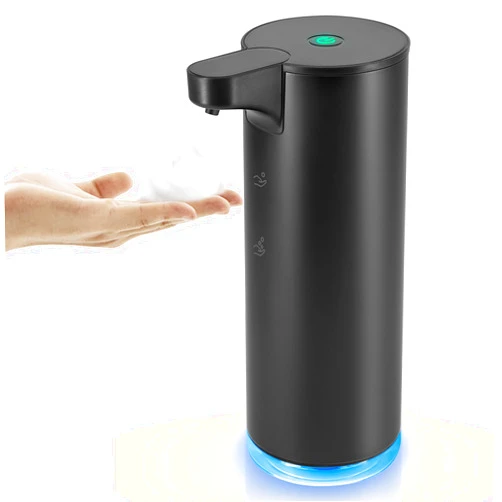 HOTBABY Automatic Hand Soap Dispenser Touchless: Foaming Soap Dispenser Stainless Steel - Free Touch Electric Soap Dispenser Rechargeable with Sensor for Bathroom, Commercial (Black)