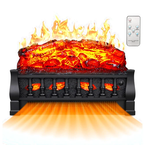 Electactic 21 Inches Electric Fireplace Insert Log Heater Set, Freestanding Heater with Adjustable Flame Brightness and Flicker Speed, 750w/1500w Heating, Overheat Protection, Remote Control