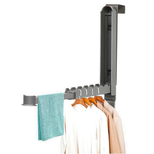 METSHOW Multi-functional wall hooks Retractable Over The Door Hook,Foldable Over Door Drying Laundry Rack Hooks Portable Clothing Hanger Hook,Save space, hang clothes,towels,hats (Gray, Hook Style)