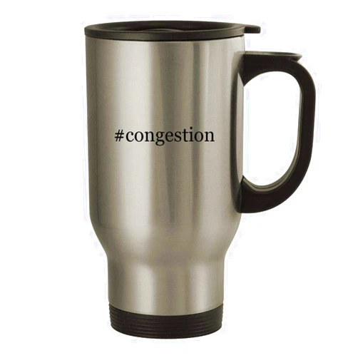 Knick Knack Gifts #congestion - 14oz Stainless Steel Travel Mug, Silver