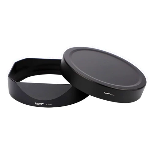 Haoge Metal Square Lens Hood Bayonet for Fujifilm XF50mm F1.0 R WR, Fuji 50mm F1 Hood Shade with Metal Front Cap