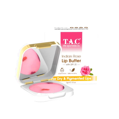 TAC - The Ayurveda Co. Indian Rose Lip Balm for Dark Lips to Lighten with Shea & Cocoa Butter for Dry Chapped Lips for Women and Men, 5gm