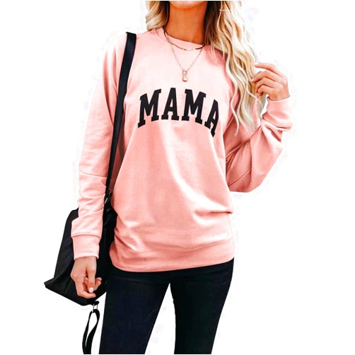 LEEDYA Women Long Sleeve Mama Sweatshirts Round Neck Pullover Loose Lightweight Blouse Tops