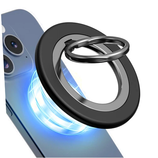 CISID Magnetic Phone Ring Holder, Dual-Sided Magnet Phone Grip Cell Phone Finger Holder for Hand Phone Kickstand for Desk Compatible for MagSafe iPhone 16/15/14/13/12 Series, Black