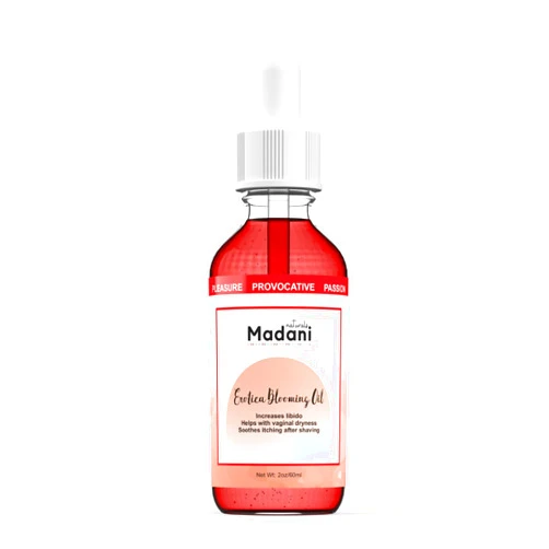 Madani Naturals Erotica Blooming Oil, Ultimate Sensual Blend with Jojoba, Rose, Almond & Peppermint Oils for Enhanced Intimacy, 60ml