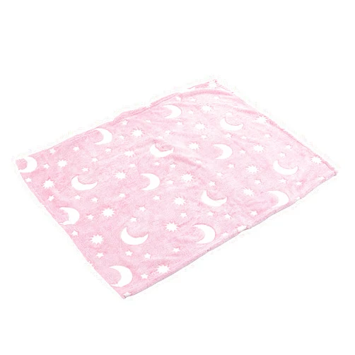 CXCTCT Luminous Blanket Soft Glow in The Dark Blanket Star Moon Design Double Side Flannel for Kids (Pink)
