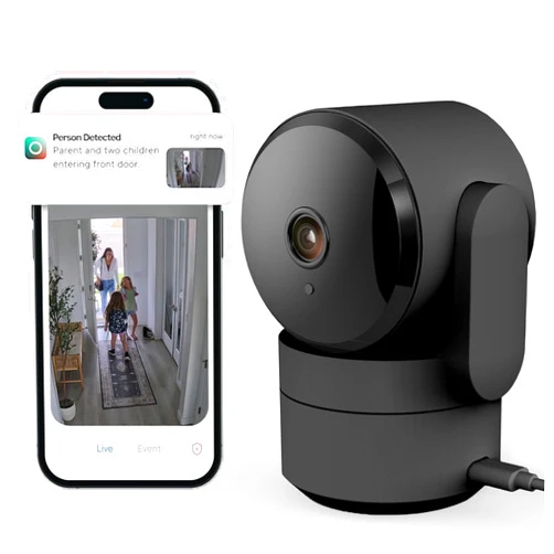 LUNA HOME Indoor Pan/Tilt Home Security Camera, 360° Plug-in, Night Vision, 2.4GHz Wi-Fi, 2-Way Audio, Smart Gen AI Motion Detection, Pet Camera with Phone App, Home Camera (Black)