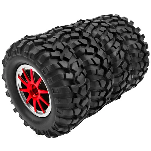 HIRCQOO 10-Spoke OD96mm Rubber Tires & Plastic Wheels Rim 12mm Hex Hub 1.9
