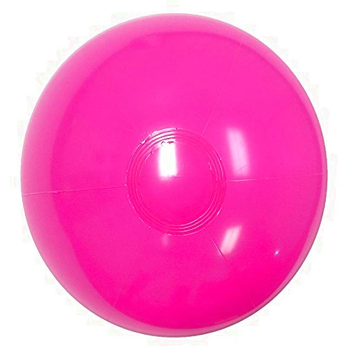 Beachballs 16-Inch Deflated Size Solid Hot Pink Beach Ball - Inflatable to 12-Inches Diameter