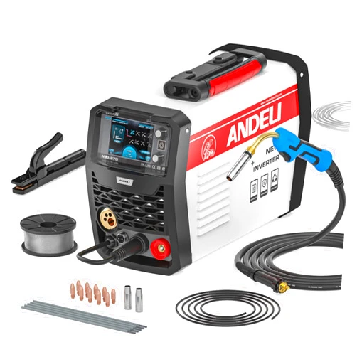 ANDELI MIG Welder, 200Apm 110V/220V Dual Voltage MIG Welder GAS MIG/FLUX MIG/Lift Tig/Stick 4-In-1 Multiprocess Aluminum MIG Welder, Gas Gasless MIG Welding Machine MIG-270PLUS