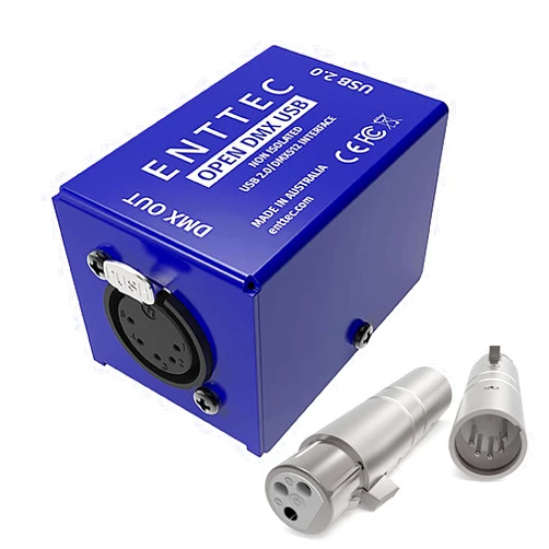 SIRS-E Enttec Open DMX USB 70303 Lighting Interface & SIRS-E 70029 5P Male to 3P Female Adapter (Bundle) - No Software Included - Open Source/Hardware Only/Entry Level Model for Beginners