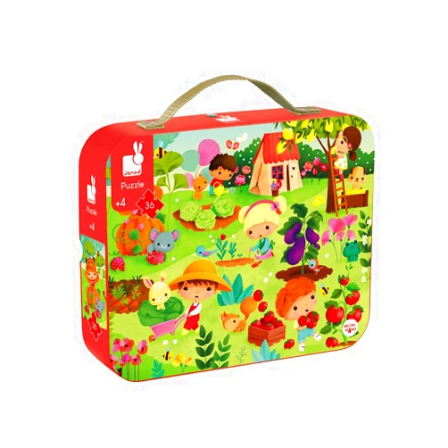 Janod 36 Piece Garden Jigsaw Puzzle - Suitcase Box - Ages 4+ - J02663