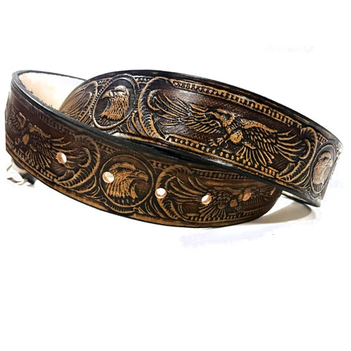 Bama Belts and Leathers Eagle Design Handmade Mens Leather Belt Western Work Casual Belt 1.5