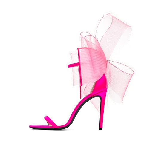 Coutgo Women's Bow Heels Open Toe Stiletto Heels One Strap Party Summer High Heeled Sandals Asymmetric Non-Removable Bow Knot