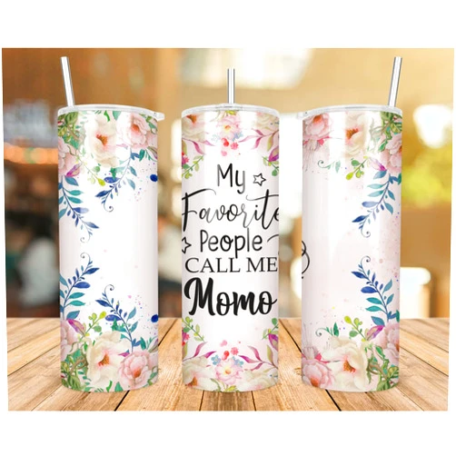 QPTADesignGift My Favorite People Call Me Momo Tumbler, Momo Skinny Tumbler 20Oz Sublimation, Cute Mother's Day Gift, Floral Momo Travel Mug