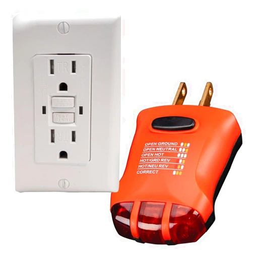 Bronz Bundlz 15 AMP GFCI Outlet with Tamper Resistant Feature and LED Outlet Tester. Includes 1 GFCI Outlet and 1 Outlet Tester