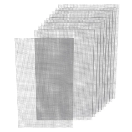 NQEUEPN 10pcs Flower Pot Hole Mesh Pad, 11.8x7.8 Inch Bonsai Mesh Drainage Screens Polyethylene Square Flower Pot Bottom Mesh Grid Plant Screen Mesh Mat for Garden Outdoor Potted Plants (Grey)