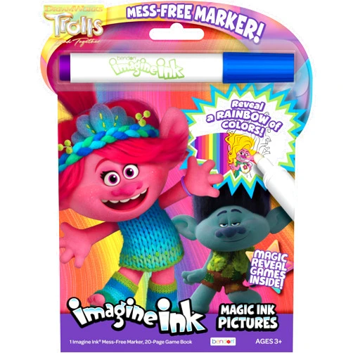 Trolls Dreamworks Trolls Band Together 20-page Imagine Ink Magic Ink Coloring Book with Mess Free Marker, Bendon 58399