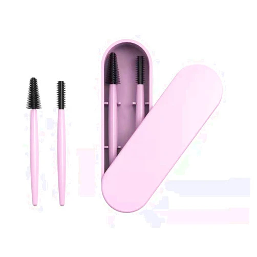 Aitakl Reusable Eyelash Brush, Silicone Eyelash Brush 2 Pcs with Portable Case(Pink)