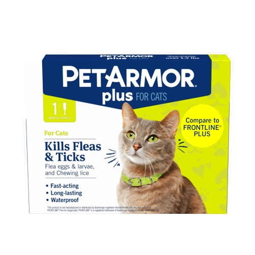PetArmor Plus Flea and Tick Prevention for Cats over 1.5 lbs, Cat Flea and Tick Treatment, 1 Dose, Waterproof Topical, Fast Acting