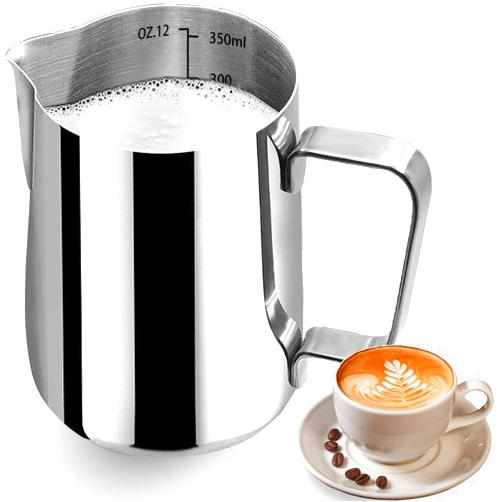DEEMTON Milk Frothing Pitcher, Stainless Steel Art Creamer Cup Milk Frother Steamer Cup Stainless Steel Coffee Milk Frothing Cup,Coffee Steaming Pitcher 12oz/350ml