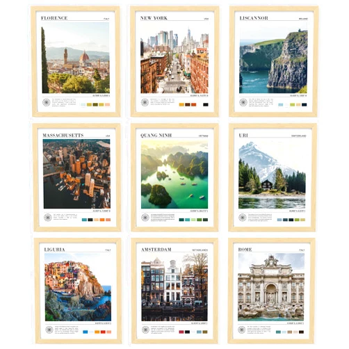 97 Decor Vintage Travel Decor - Around World Travel Wall Decor, Trendy City Wall Art Prints, Retro New York Europe Aesthetic Destination Pictures Cityscape Landscape for Home Decoration (8x10 Unframed)