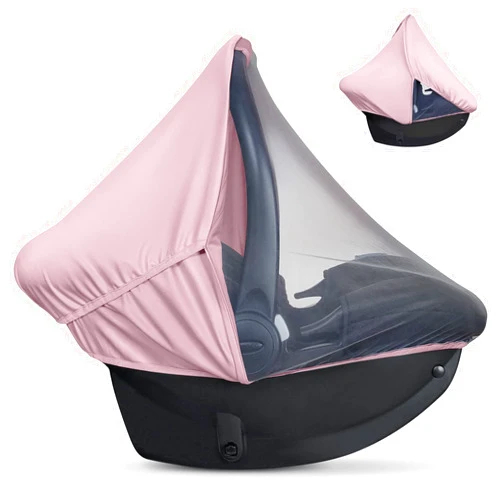 liuliuby 2-in-1 Baby Car Seat Cover for Baby Carseat Cover - Car Seat Sun Shade Cover & Mosquito Net for Infant - Baby Girl Car Seat Cover Baby - Breathable Car Seat Canopy Covers for Girls (Pink)